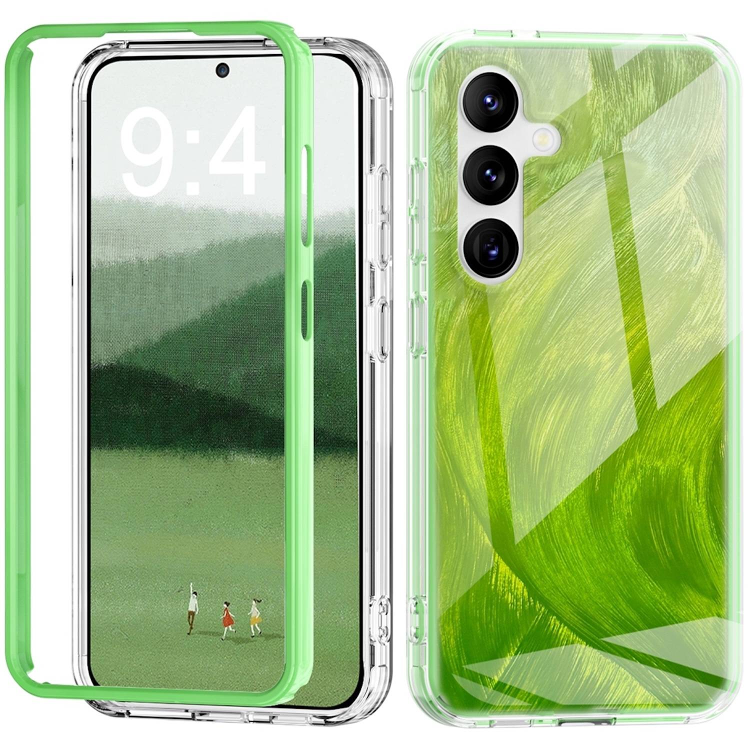Für Samsung Galaxy S24 Feder Design Bumper TPU Schutz Hülle Case Grün