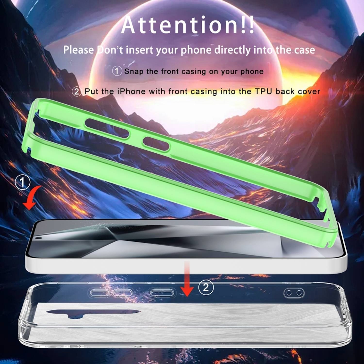 Für Samsung Galaxy S24 Feder Design Bumper TPU Schutz Hülle Case Grün