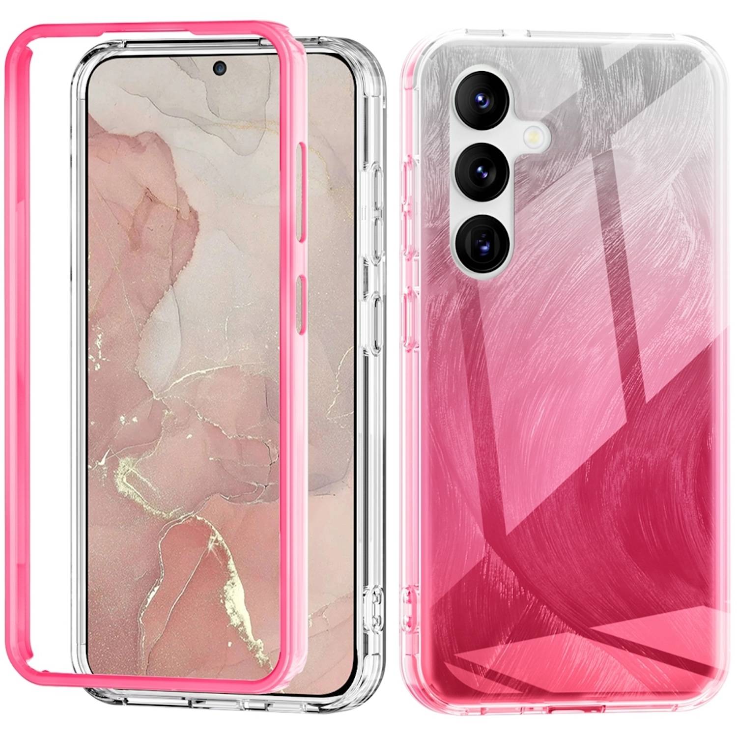 Für Samsung Galaxy S24 Feder Design Bumper TPU Schutz Hülle Case Rosa