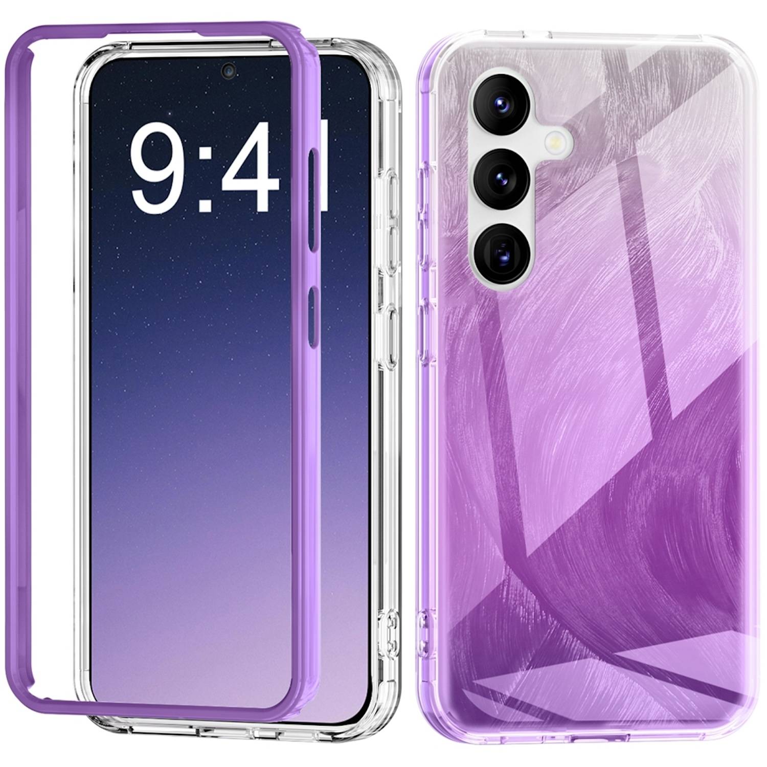 Für Samsung Galaxy S24 Feder Design Bumper TPU Schutz Hülle Case Lila