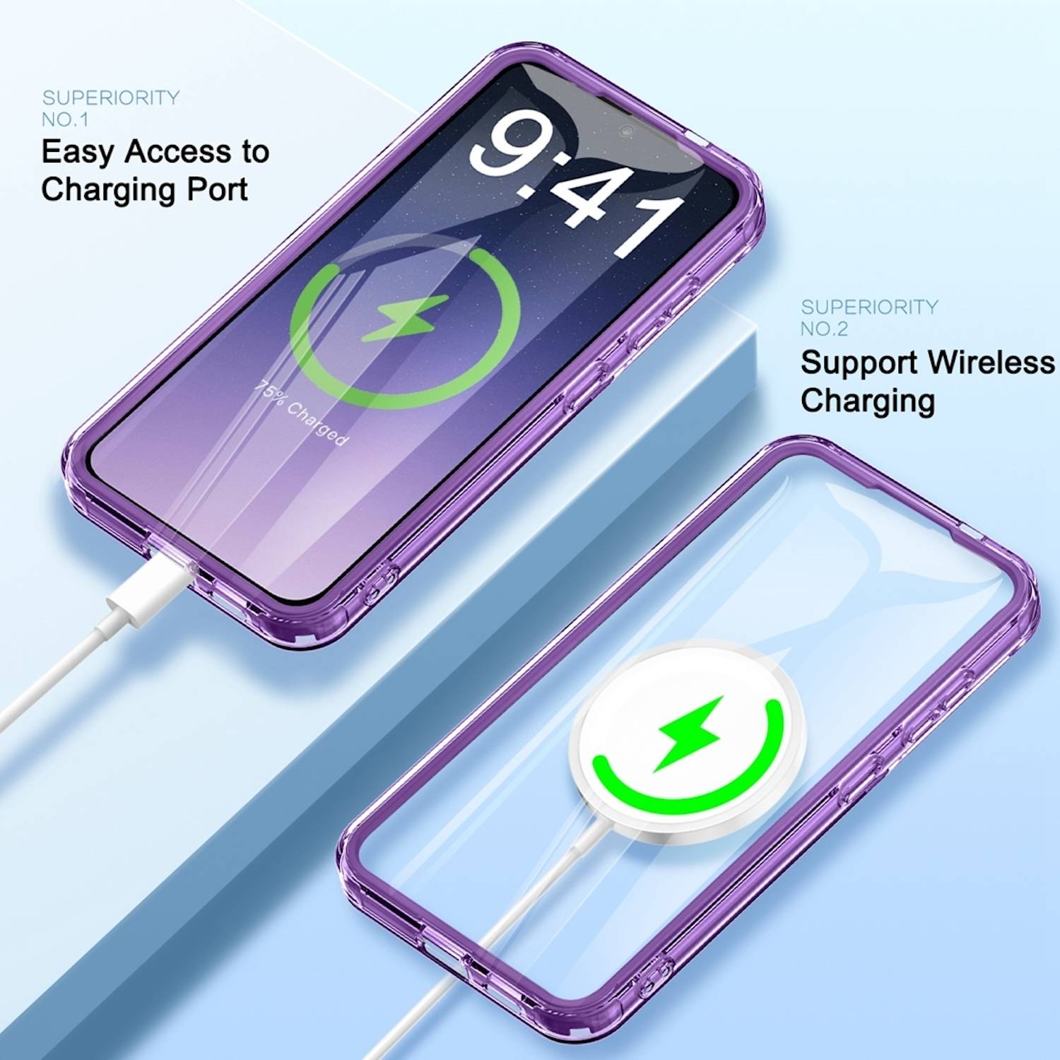 Für Samsung Galaxy S24 Feder Design Bumper TPU Schutz Hülle Case Lila