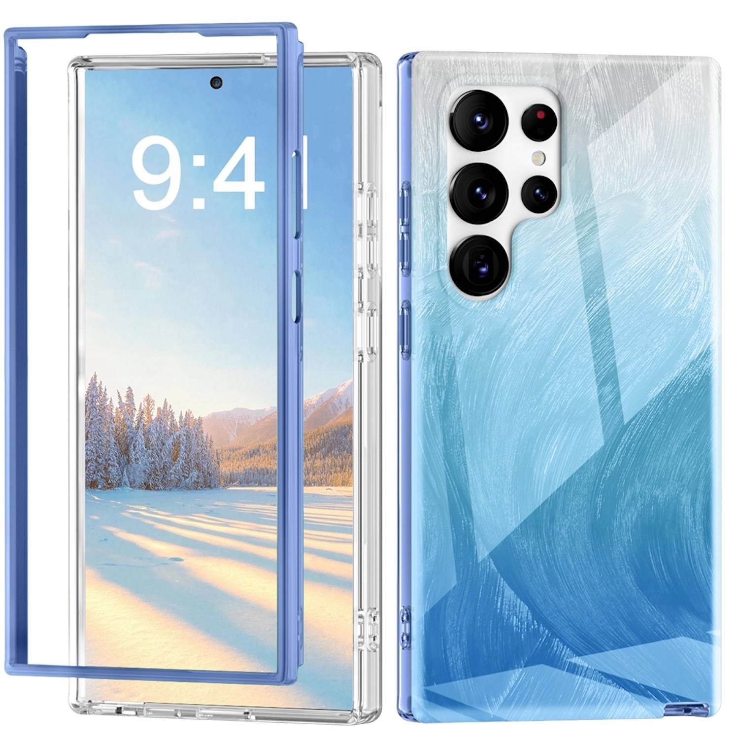 Für Samsung Galaxy S24 Ultra Feder Design Bumper TPU Schutz Hülle Blau