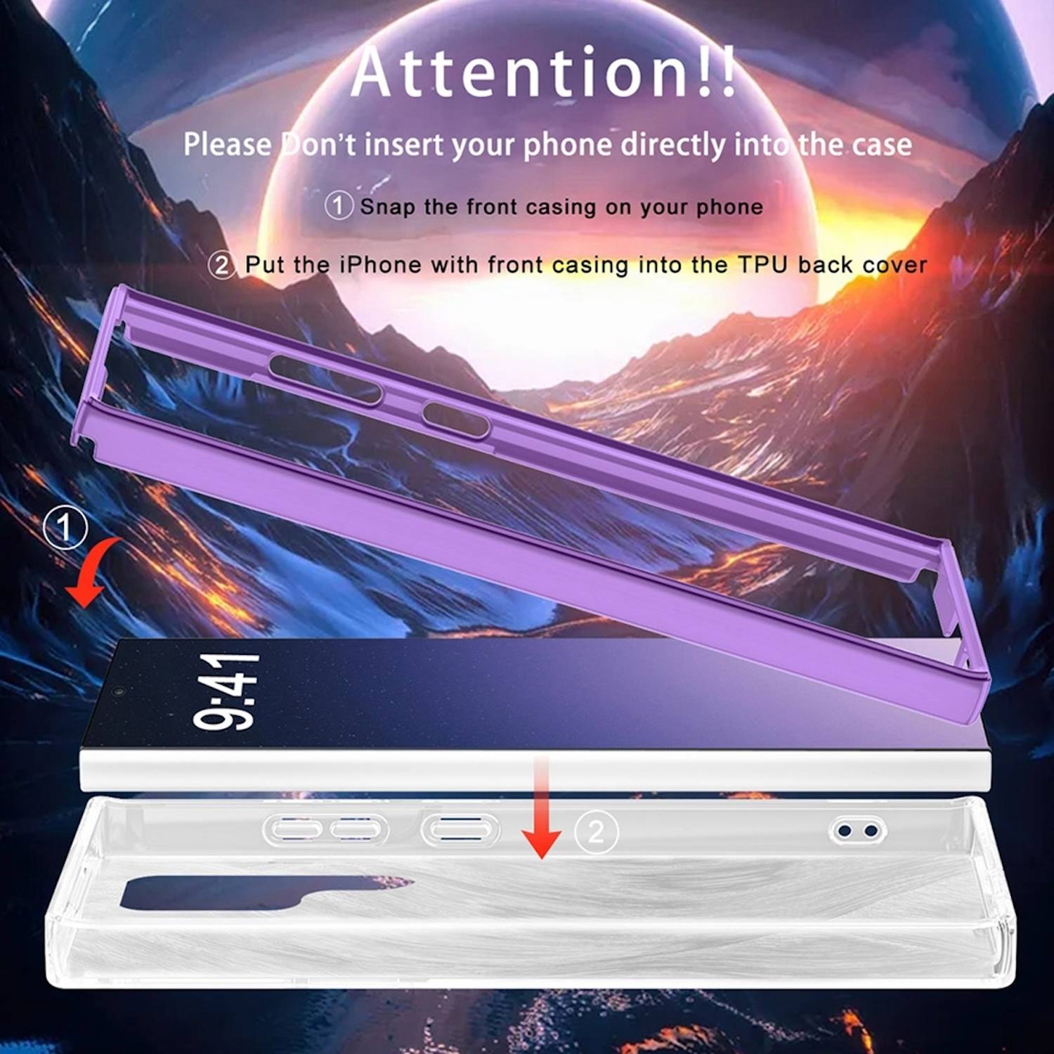 Für Samsung Galaxy S24 Ultra Feder Design Bumper TPU Schutz Hülle Lila