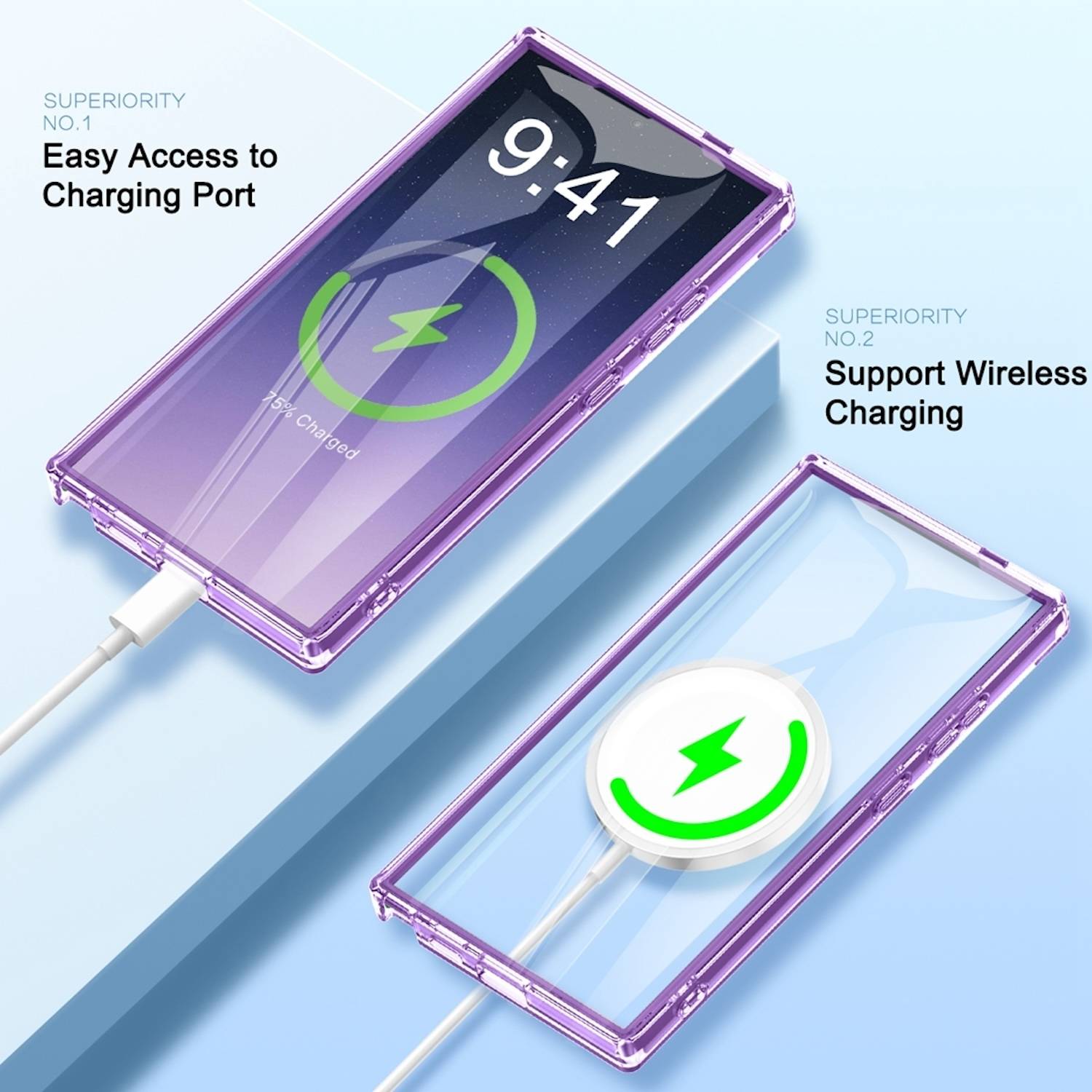 Für Samsung Galaxy S24 Ultra Feder Design Bumper TPU Schutz Hülle Lila