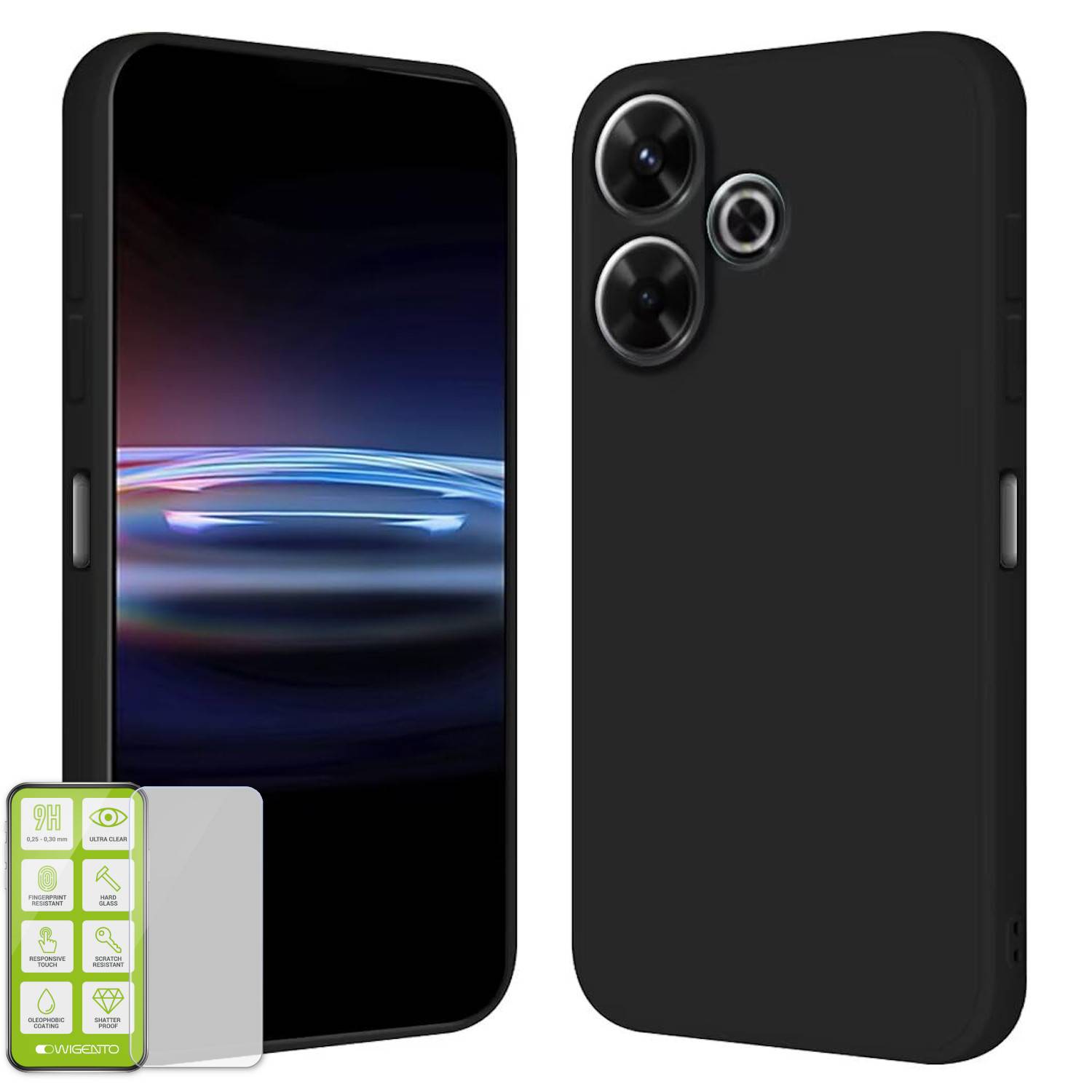 Für Xiaomi Redmi 13 4G / Poco M6 4G Silikon TPU Hülle + H9 Hart Glas