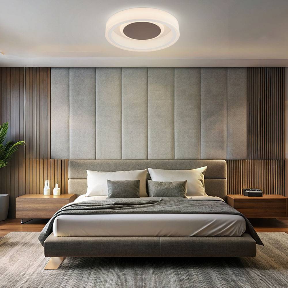 LED Deckenlampe Esszimmerleuchte Deckenleuchte Schlafzimmerleuchte Wohnzimmerlampe Flurleuchte, Metall Acryl braun weiß, 1x LED 30W 1900Lm 3000K