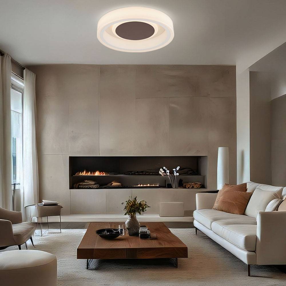 LED Deckenlampe Esszimmerleuchte Deckenleuchte Schlafzimmerleuchte Wohnzimmerlampe Flurleuchte, Metall Acryl braun weiß, 1x LED 30W 1900Lm 3000K