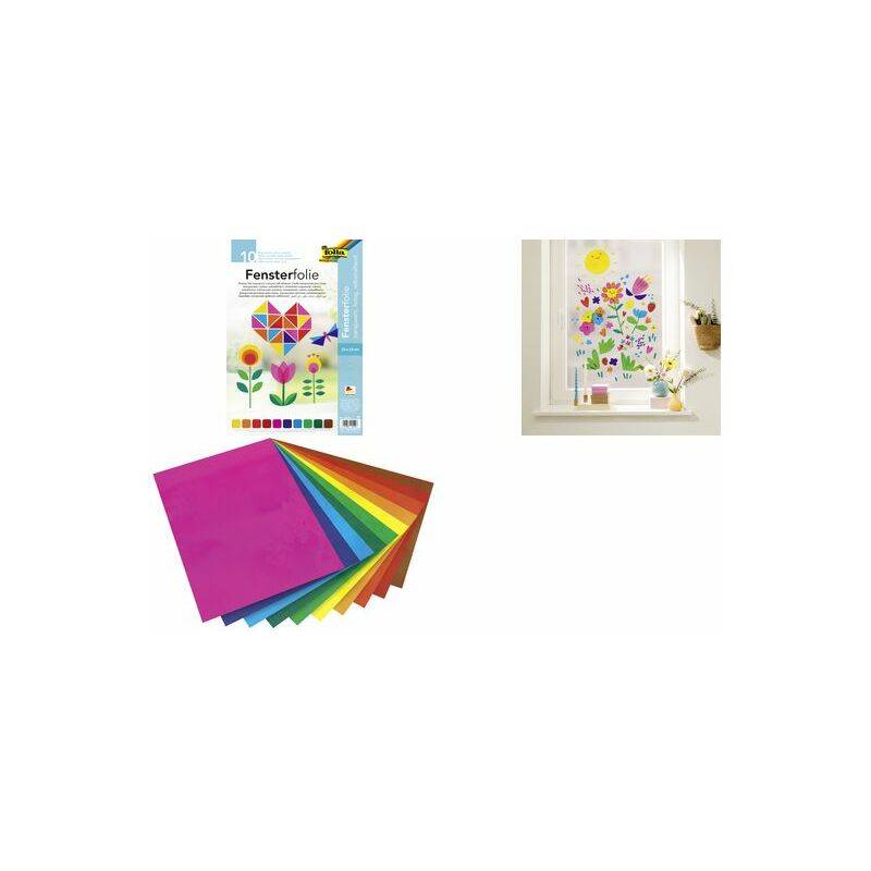 folia Fensterfolie, 350 x 500 mm, 10 Bogen, farbig sortiert