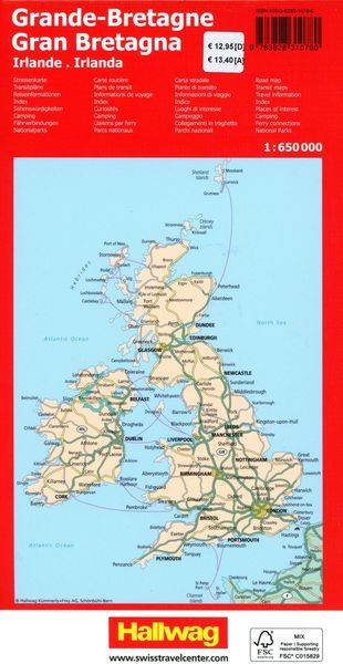 Grossbritannien, Irland, Strassenkarte 1:650'000