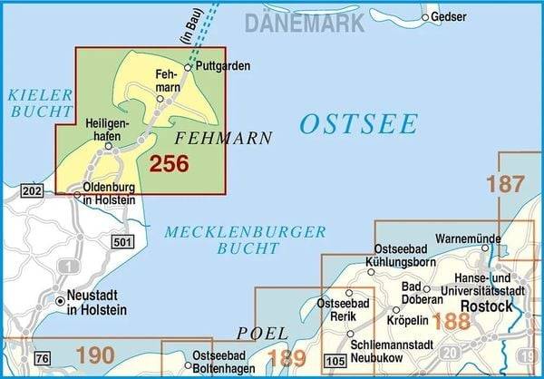 Radwander- und Wanderkarte Insel Fehmarn, Heiligenhafen und Umgebung