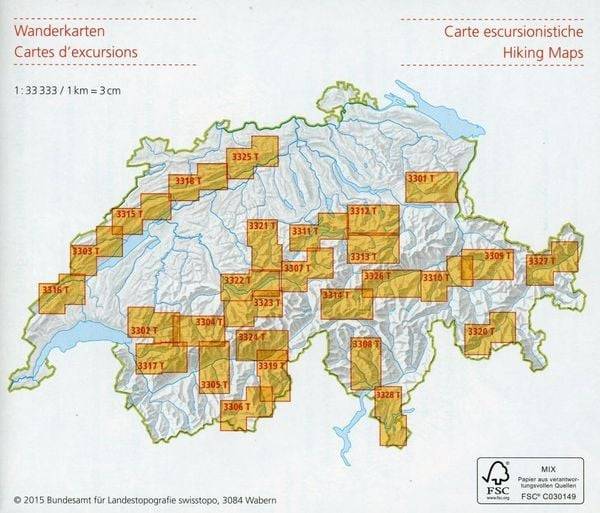 Swisstopo 1 : 33 333 Thunersee Brienzersee
