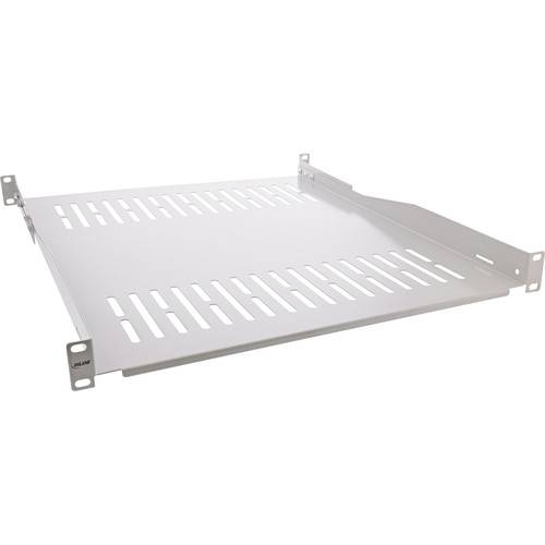 Ein Metallregal-Wandmontage-Regal mit Belüftungsschlitzen, das zur Montage in einem Standard-Server-Rack konzipiert ist und zur Unterstützung von Ausrüstungen geeignet ist.