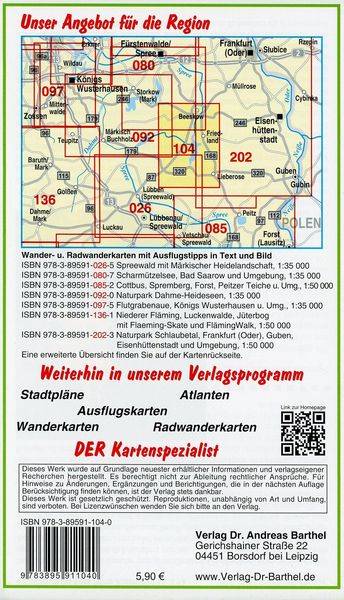 Schwielochsee, Beeskow und Umgebung 1 : 35 000. Radwander-und Wanderkarte
