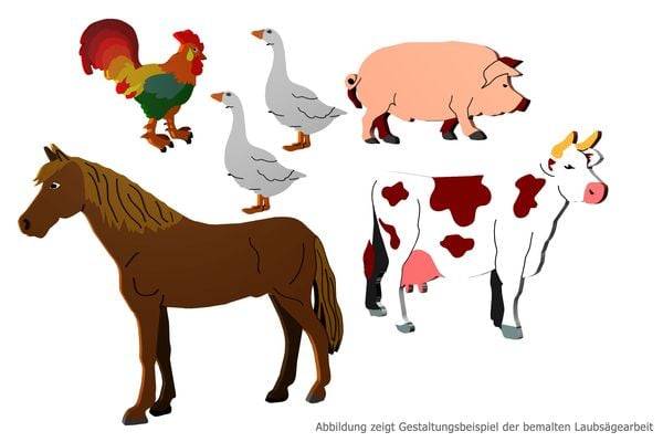 Laubsägevorlage Bauernhof-Tiere