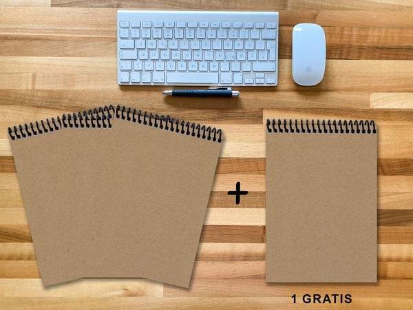 A 4 Notizblock - Set, 3+1 gratis, Luxury 80 Seiten MUSKAT Designerecycling, liniert