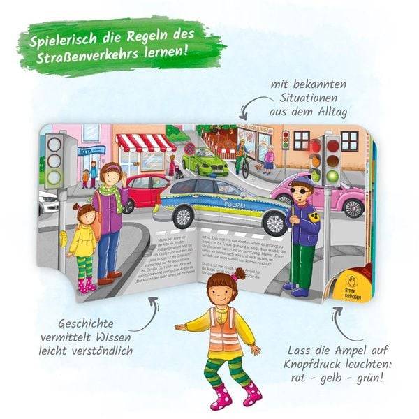 Trötsch Pappenbuch mit Licht Achtung Ampel Sicher im Straßenverkehr