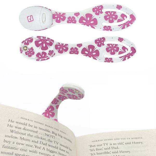 Flexilight Pink Flowers | 2 in 1 Leselampe & Lesezeichen | LED Leselicht | Geschenk für Leser, Buchliebhaber | Deutsche Ausgabe