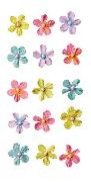 Sticker Blüten m. Perlen , colourmix (15 Elemente)
