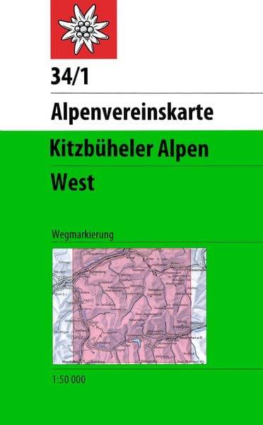 DAV Alpenvereinskarte 34/1 Kitzbüheler Alpen West 1 : 50 000 Wegmarkierungen