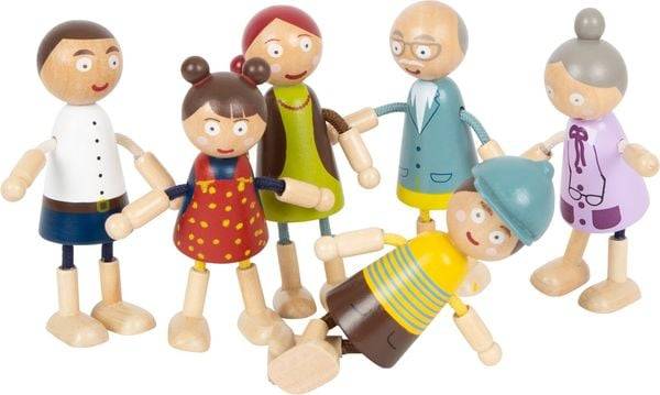 Small foot 11804 - Biegepuppen-Familie aus Holz, 6-teilig