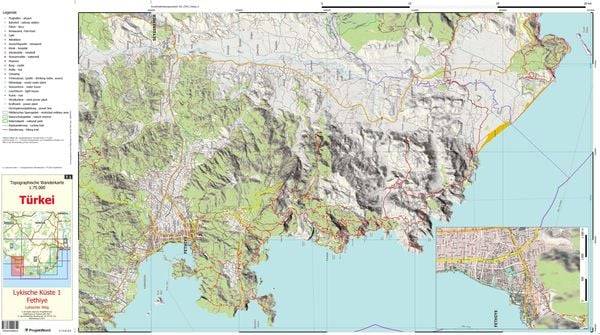 Lykische Küste 1 - Fethiye - Lykischer Weg - Topographische Wanderkarte 1:75.000 Türkei (Blatt 7.1)