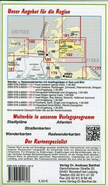 Insel Rügen: Bergen, Göhren, Baabe, Binz, Sellin und Umgebung Radwander- und Wanderkarte 1 : 35 000