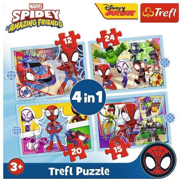 4 in 1 Puzzle 12,15, 20, 24 Teile Marvel Spidey