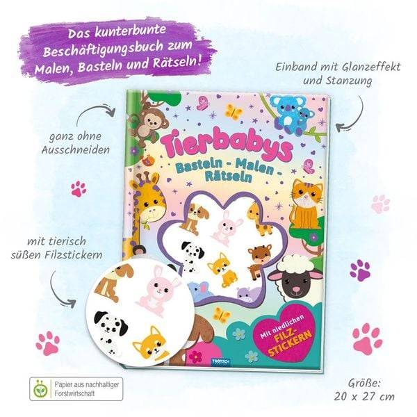 Trötsch Beschäftigungsbuch Malbuch Bastelbuch Tierbabys