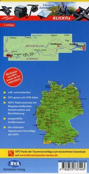 ADFC-Regionalkarte Bodensee-Hochrhein von Konstanz nach Basel 1:60.000