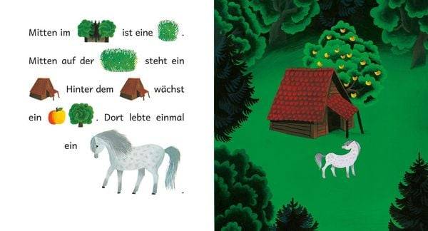 Pony, Bär und Apfelbaum