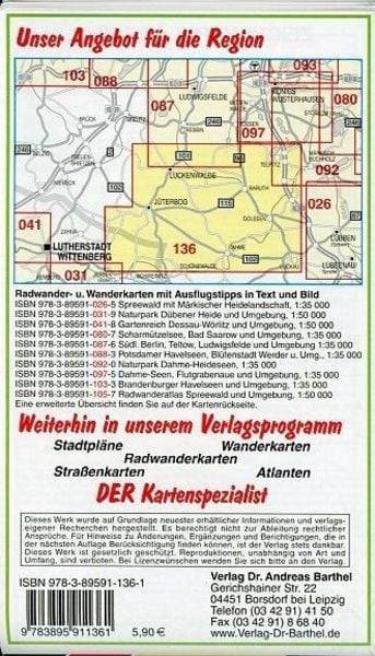 Große Radwander- und Wanderkarte Niederer Fläming, Luckenwalde, Jüterbog, mit Flaeming-Skate® und FlämingWalk® 1 : 50 000