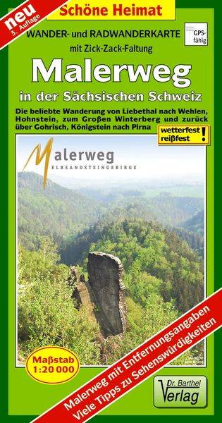 Radwander- und Wanderkarte Malerweg in der Sächsischen Schweiz 1:20000