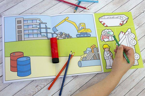 Wir basteln! - Malen, Ausschneiden, Kleben - Baustelle