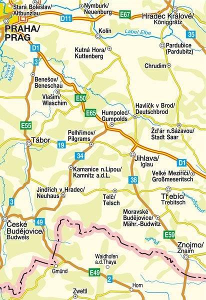Tschechien - Straßenkarte Mittelboehmen 1 : 200 000