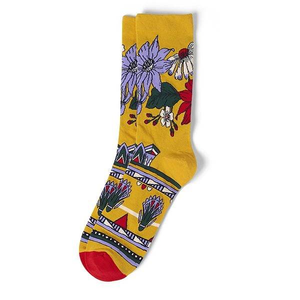 Socken Frida Kahlo „Flowers“, gelb, Gr. 39-42