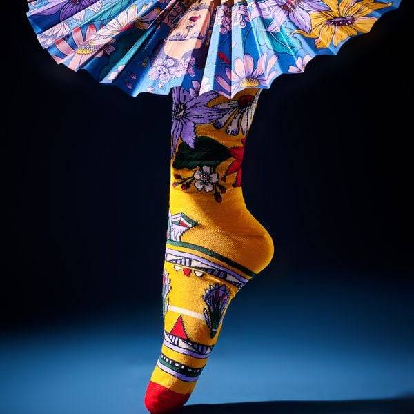 Socken Frida Kahlo „Flowers“, gelb, Gr. 35-38