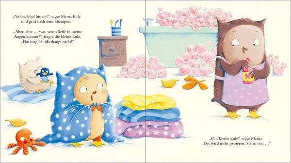 Badezeit für die kleine Eule