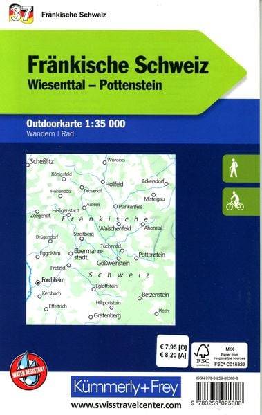 Fränkische Schweiz Wiesenttal, Pottenstein Nr. 37 Outdoorkarte Deutschland 1:35 000