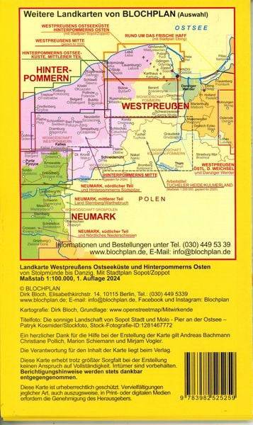Landkarte Westpreußens Ostseeküste und Hinterpommerns Osten 1:100.000