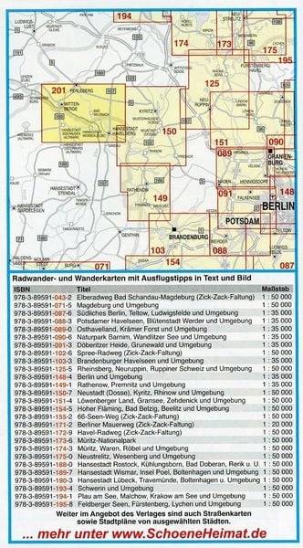 Radwander- und Wanderkarte Wittenberge, Bad Wilsnack, Hansestadt Havelberg und Umgebung 1:50000