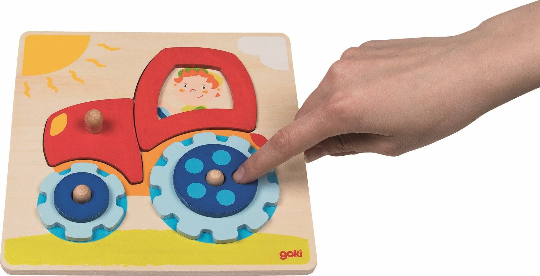 GOKI Holzpuzzle Traktor 6 Teile