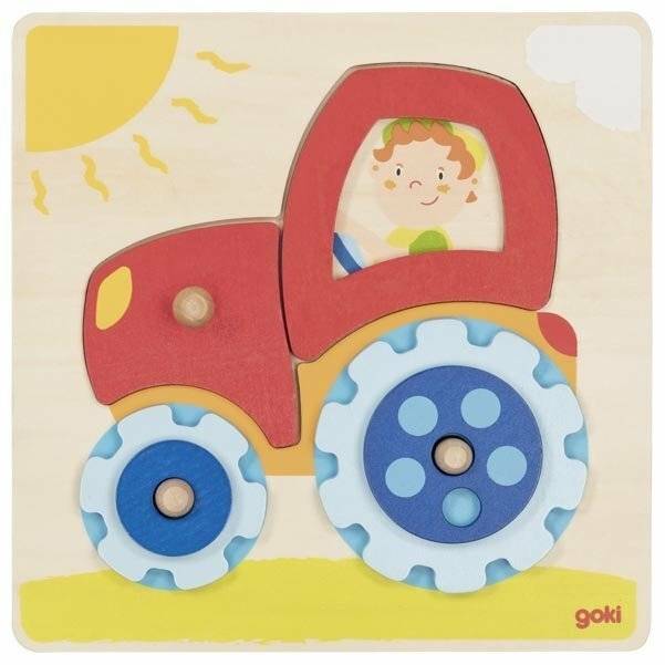 GOKI Holzpuzzle Traktor 6 Teile