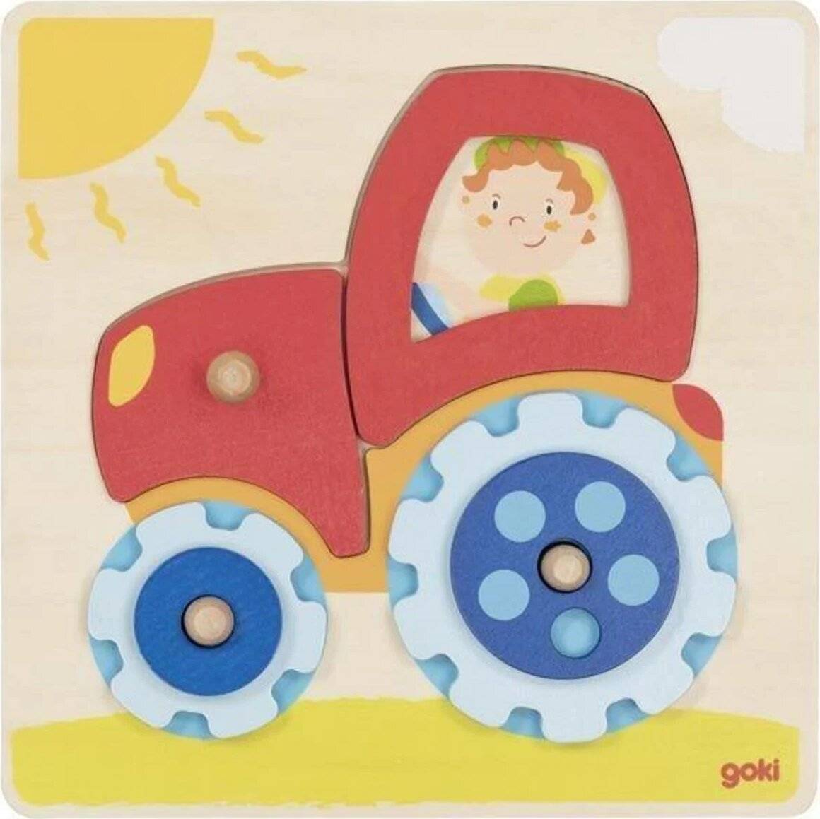 GOKI Holzpuzzle Traktor 6 Teile