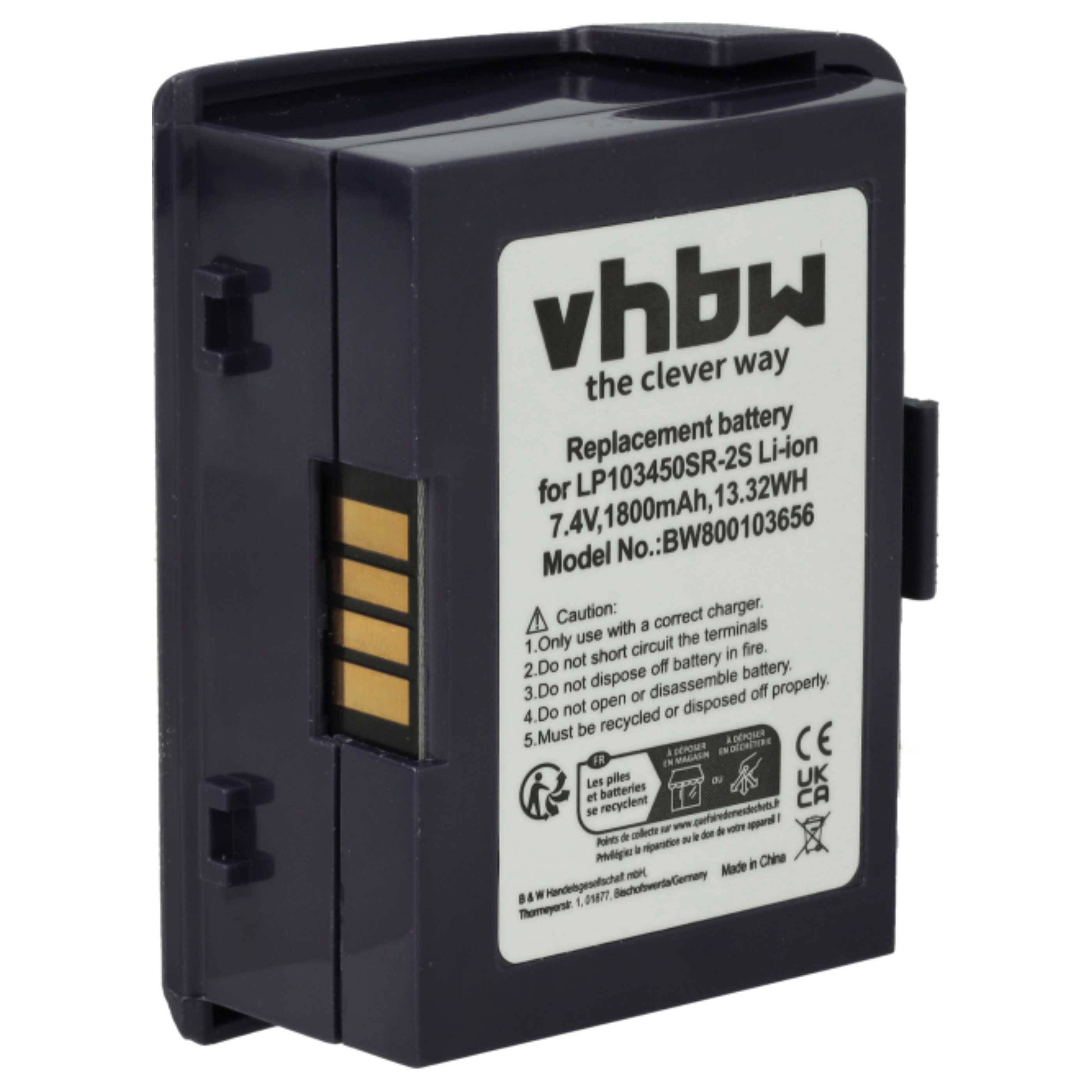 vhbw Akku kompatibel mit Verifone VX680, VX680 Credit Card Machine Barcodescanner POS (1800 mAh, 7,4 V, Li-Ion)