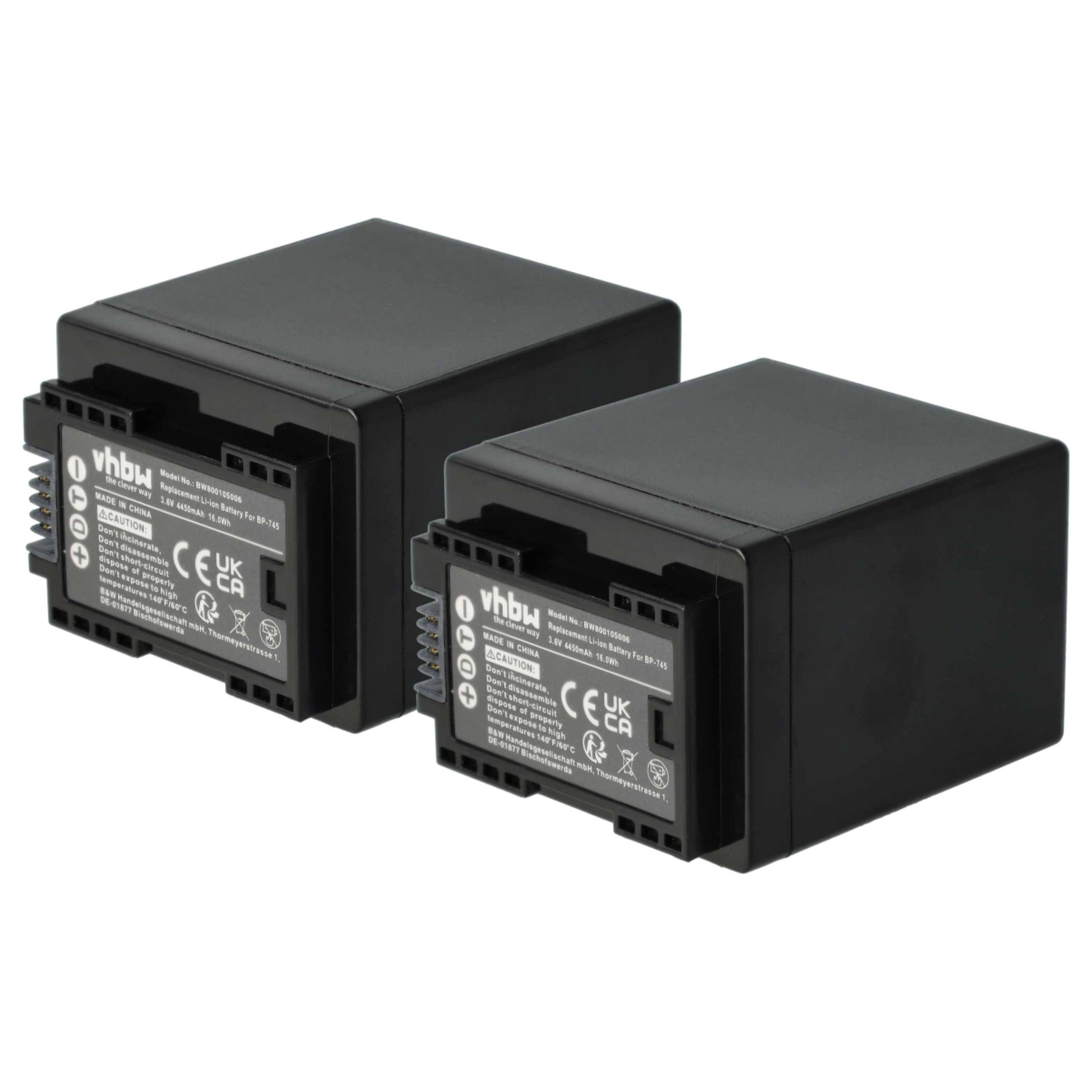 vhbw 2x Akku kompatibel mit Canon iVIS HF R62 | Videokamera Camcorder + Infochip (4450 mAh, 3,6 V, Li-Ion)