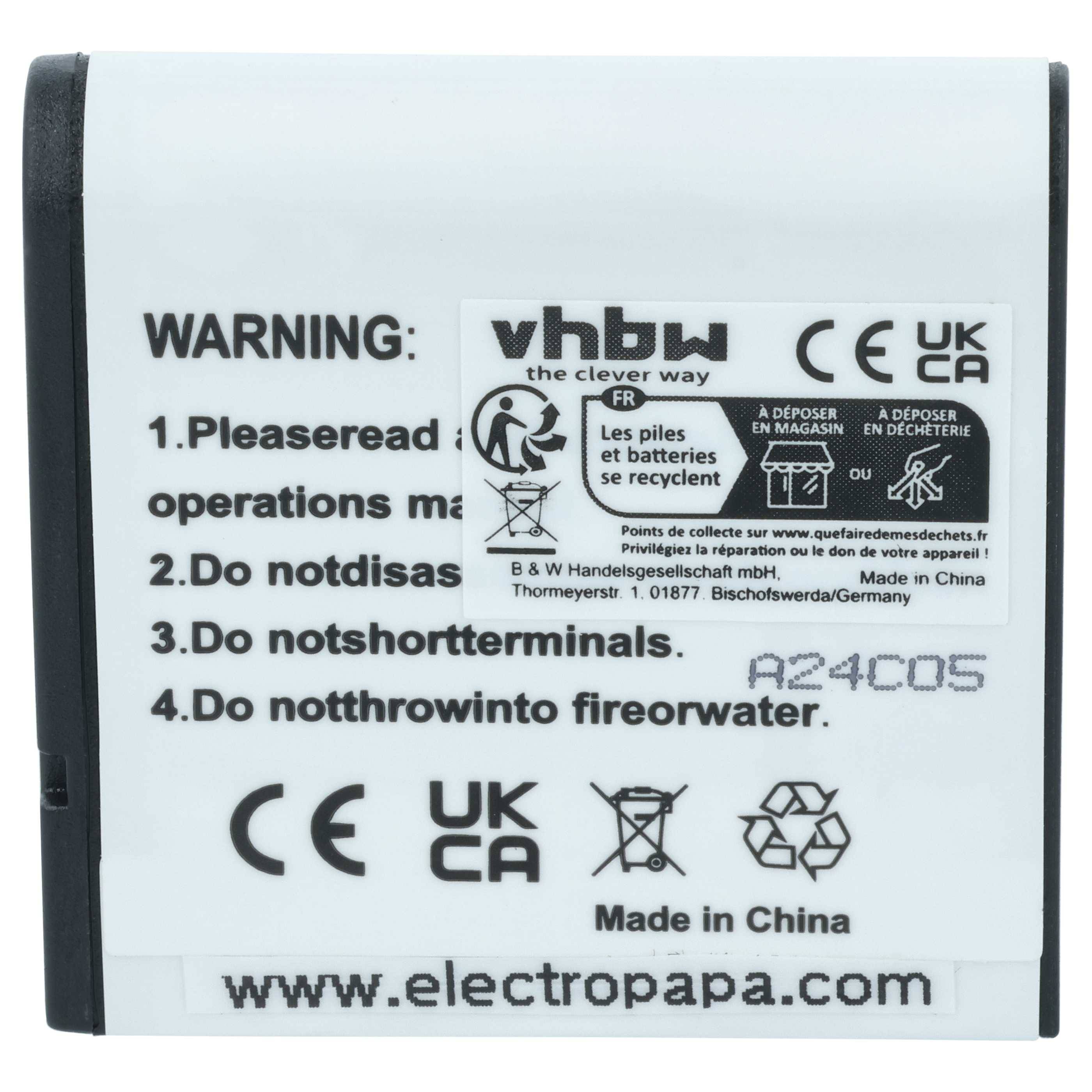 vhbw 3x Akku Ersatz für Epson EU-94, EPALB2, B32B818242, B31B173003CU für Kamera (950 mAh, 3,7 V, Li-Ion)