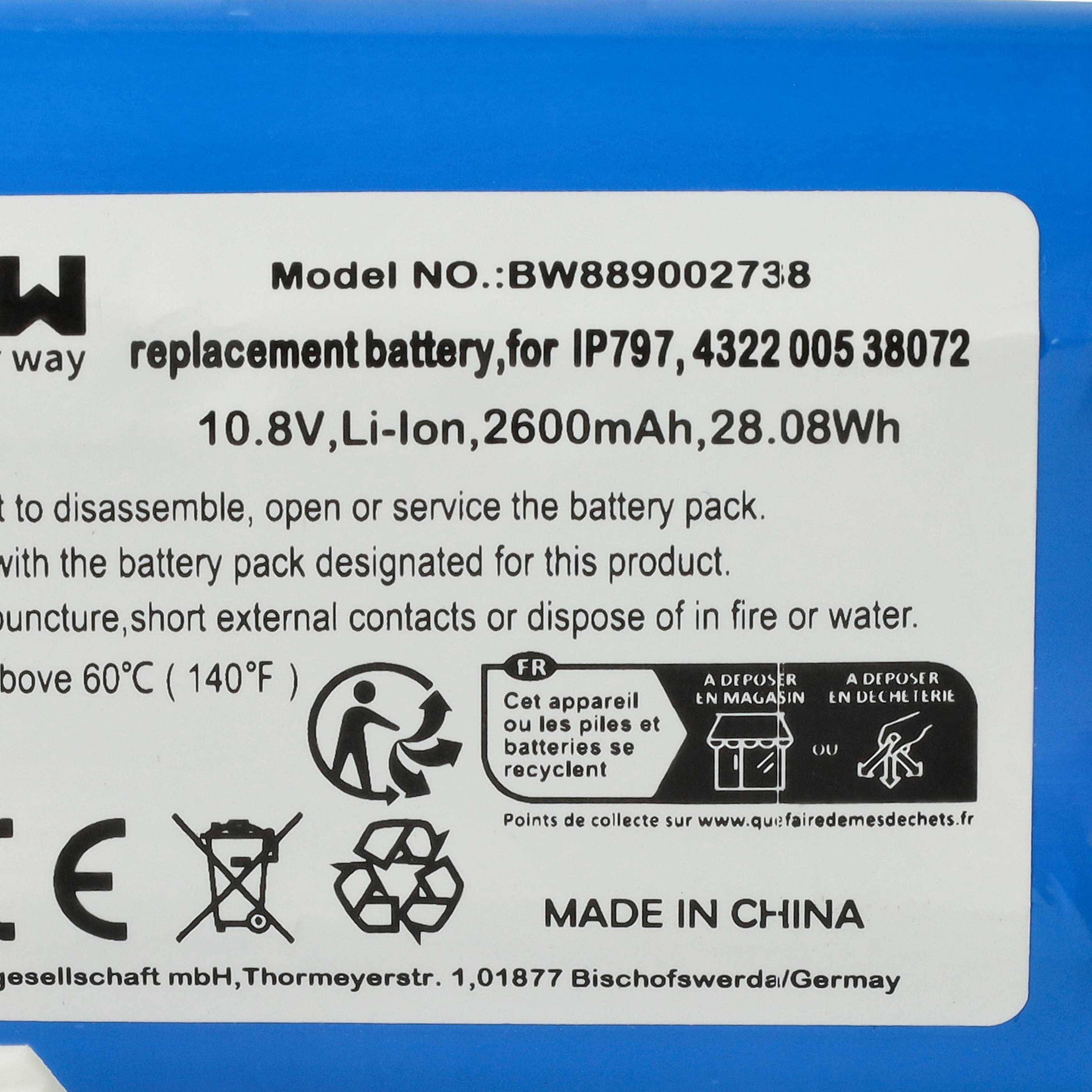 vhbw Akku kompatibel mit Philips FC8794/82, FC8794/31, FC8794/01, FC8794, FC8792 Saugroboter (2600 mAh, 10,8 V, Li-Ion, ohne Gehäuse)