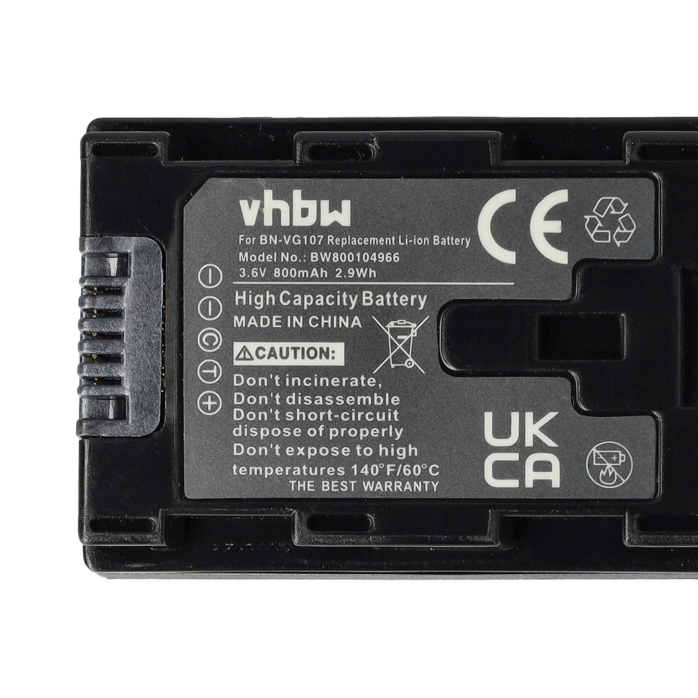 vhbw 2x Akku kompatibel mit JVC GZ-E200BU, GZ-E200RU, GZ-E205, GZ-E205BEU Videokamera Camcorder (800 mAh, 3,6 V, Li-Ion) + Infochip