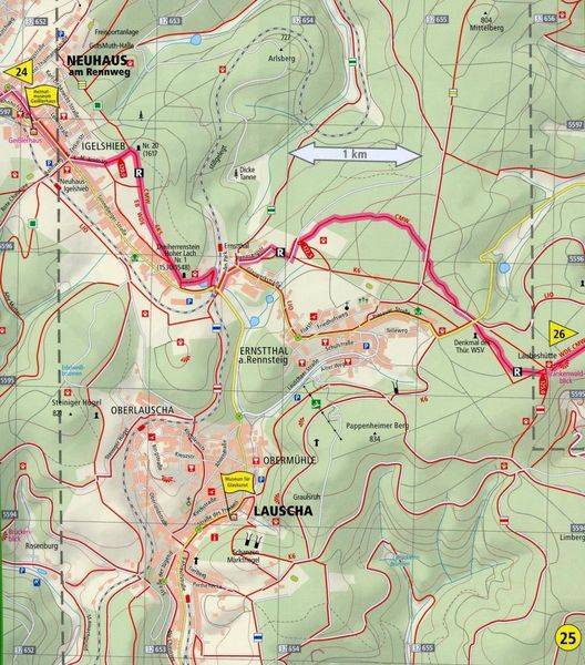Wanderkarte Rennsteig 1 : 25 000