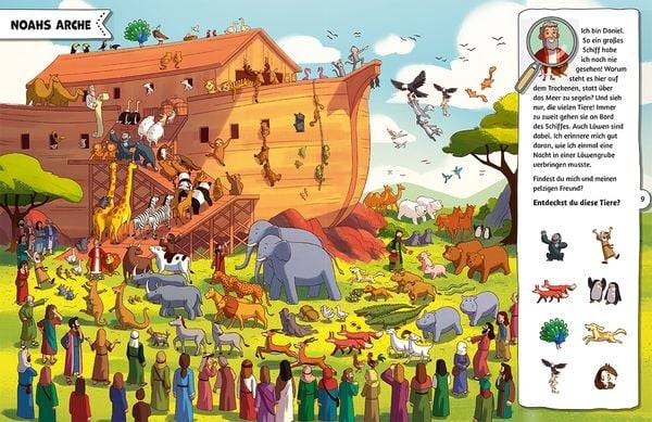 Meine Such- und Wimmelbibel. Finde die Person, die nicht in die Geschichte gehört! Ein kunterbuntes Wimmelbuch zu den schönsten Bibel-Geschichten f?